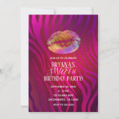 Invitation Hot rose Zebra Rainbow Gold Parties scintillant Li (Devant)