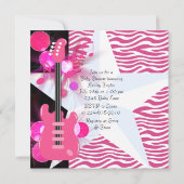 Invitation Hot rose Zebra Rockstar Baby Girl Douche (Dos)