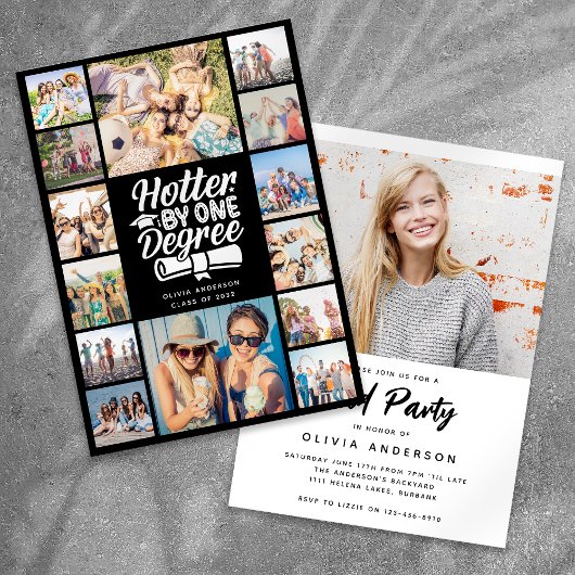 Invitation Hotter By One Degree Photo Collage Grad Party