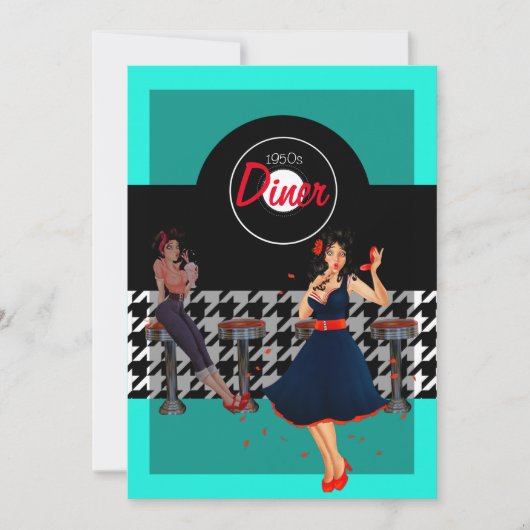 Invitation Houndstooth à damiers 1950 vintage (Devant)