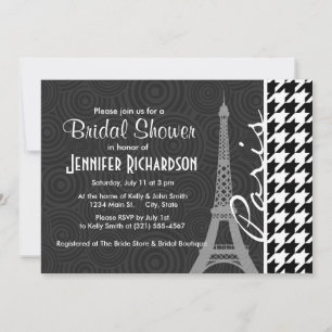 Invitation Houndstooth noir et blanc ; Paris
