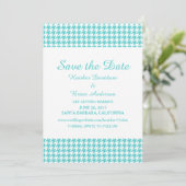 Invitation Houndstooth pour annoncer la date, Turq (Debout devant)