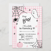 Invitation Houndstooth rose Éffrayant Halloween 2e anniversai (Devant)