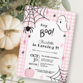 Invitation Houndstooth rose Éffrayant Halloween 2e anniversai