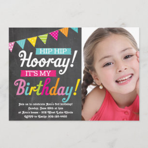 Invitation Hourra c'est mon anniversaire (Invitation photo)
