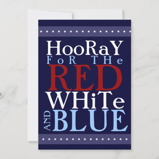 Invitation Hourra pour le blanc et le bleu rouges 4 juillet (Devant)