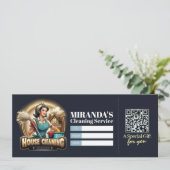 Invitation House Cleaning Services Gift Certificate Voucher (Debout devant)