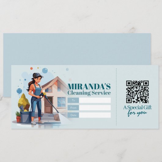 Invitation House Cleaning Services Gift Certificate Voucher (Devant / Derrière)