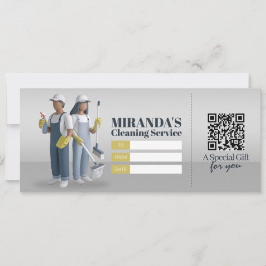 Invitation House Cleaning Services Gift Certificate Voucher (Devant)