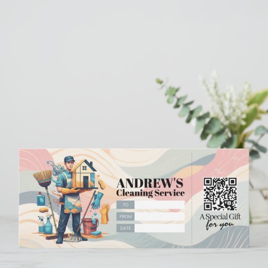 Invitation House Cleaning Services Gift Certificate Voucher (Debout devant)