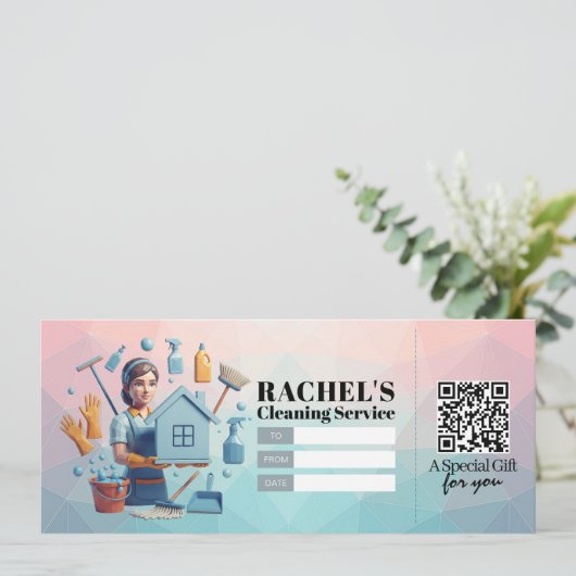 Invitation House Cleaning Services Gift Certificate Voucher (Debout devant)
