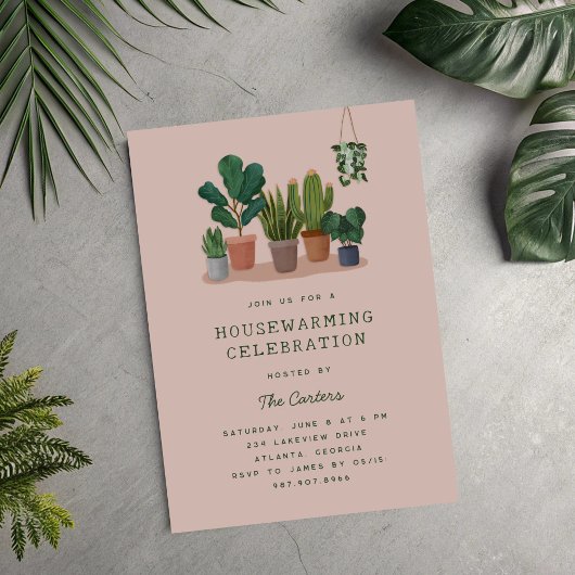 Invitation Houseplants Illustrations Housewarming Party