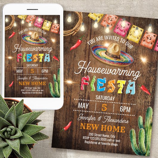 Invitation Housewarming Fiesta Party New Home