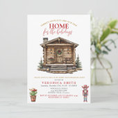 Invitation Housewarming Party Cozy Cabin Rustic Winter (Debout devant)