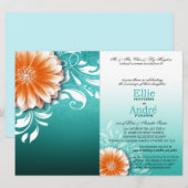 Invitation Housse de poche aqua orange Gerbera Daisy (Devant / Derrière)