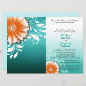 Invitation Housse de poche Gerbera Daisy Orange Aqua (Devant / Derrière)