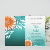 Invitation Housse de téléphone Aqua Orange Gerbera Daisy (Debout devant)