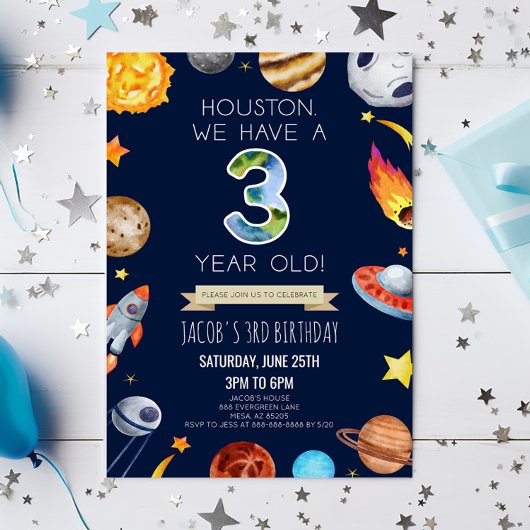 Invitation Houston Nous Avons 3 Ans 3E Fête Anniversaire