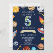 Invitation Houston Nous avons 5 ans 5e anniversaire fête (Devant)