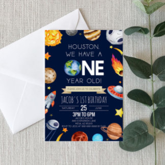 Invitation Houston Nous avons un an 1er anniversaire fête