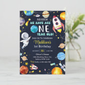 Invitation Houston Nous avons un an 1er anniversaire fête (Debout devant)