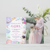 Invitation Houston Nous Avons Un Baby shower Spatial Fille (Debout devant)