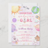 Invitation Houston Nous Avons Un Baby shower Spatial Fille (Devant)
