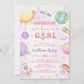 Invitation Houston Nous Avons Un Baby shower Spatial Fille (Devant)