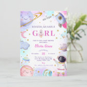 Invitation Houston Nous Avons Un Baby shower Spatial Fille (Debout devant)