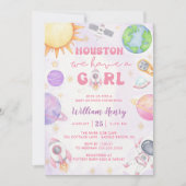 Invitation Houston Nous Avons Un Baby shower Spatial Fille (Devant)