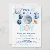 Invitation Houston Nous Avons Un Baby shower Spatial Garçon (Devant)