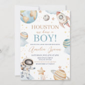 Invitation Houston, nous avons un bébé garçon, douche de bébé (Devant)