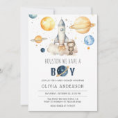 Invitation Houston Nous Avons Un Garçon Astronaut Baby shower (Devant)