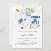 Invitation Houston Nous Avons Un Garçon Astronaut Baby shower (Devant)