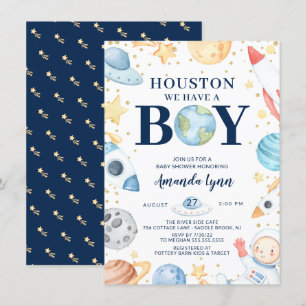 Invitation Houston Nous Avons Un Garçon Baby shower De L'Espa