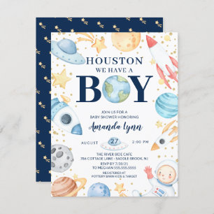 Invitation Houston Nous Avons Un Garçon Baby shower De L'Espa
