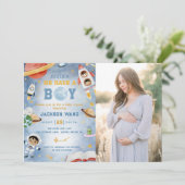 Invitation Houston Nous Avons Un Garçon Baby shower Espace Ex (Debout devant)