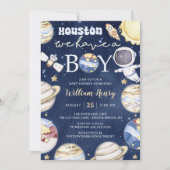 Invitation Houston Nous Avons Un Garçon Baby shower Espace Ex (Devant)