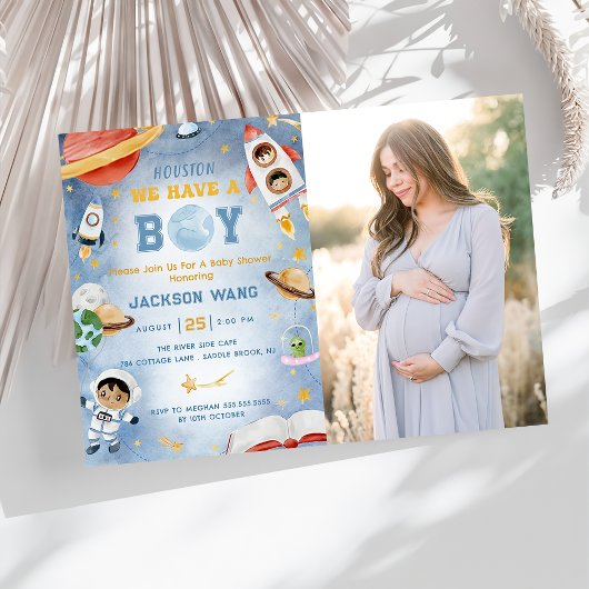 Invitation Houston Nous Avons Un Garçon Baby shower Espace Ex