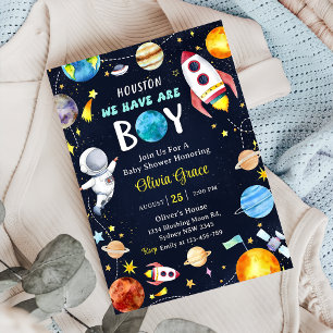 Invitation Houston Nous Avons Un Garçon Baby shower Espace Ex