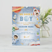 Invitation Houston Nous Avons Un Garçon Baby shower Espace Ex (Debout devant)