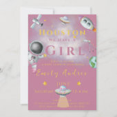 Invitation Houston Nous Avons Une Fille baby shower Astronaut (Devant)