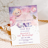 Invitation Houston nous avons une fille d'un an Space rose