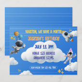 Invitation Houston On Fête 3D Anniversaire Spatial (Devant / Derrière)