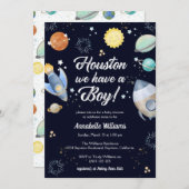 Invitation Houston We have a Boy Baby shower (Devant / Derrière)