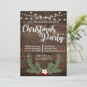 Invitation Houx en bois de rouge de Noël de pays rustique (Debout devant)