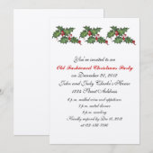 Invitation Houx vintage d'invitations de fête de Noël (Devant / Derrière)