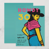 Invitation Howdy 30 Pays Western Comic Pink 30e anniversaire (Devant / Derrière)