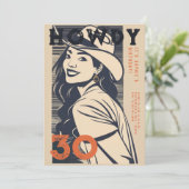 Invitation Howdy 30 Western Retro Orange Navy 30e anniversair (Debout devant)