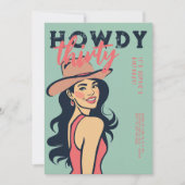 Invitation Howdy 30 Western Retro Poster rose 30e anniversair (Devant)